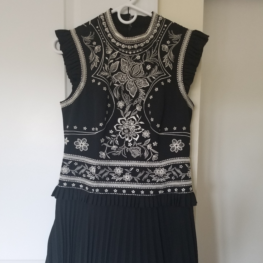 Ever New Dress with White Floral Embroidery (Size 6)